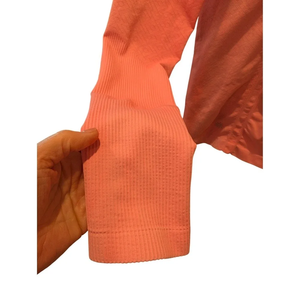 Athleta Momentum Pullover Quarter Zip Workout Top Long Sleeve Coral Pink Sz S